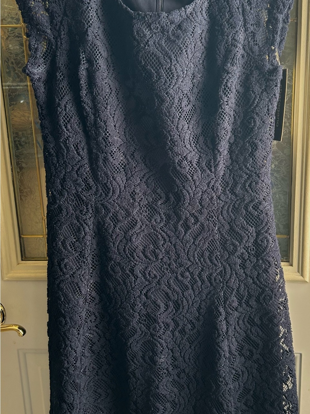 Sharagano Navy Lace Midi Dress Sz 12 NWT